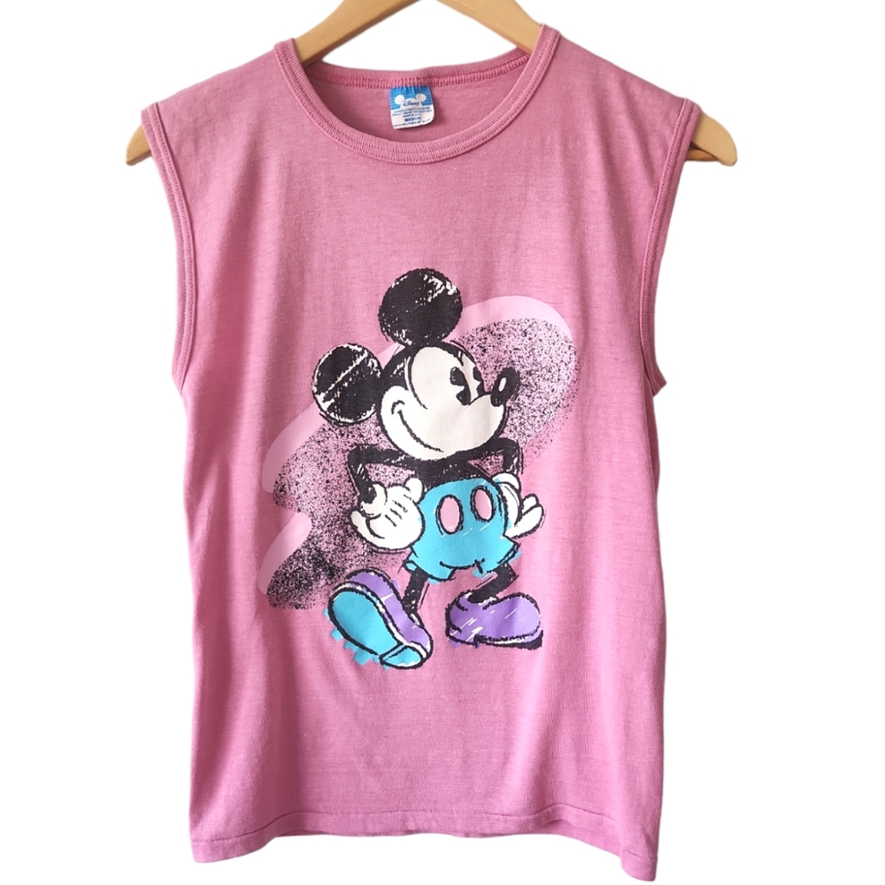 Vintage 1980’s Original Disney Mickey Mouse Pink Tank Top Shirt Women’s Medium